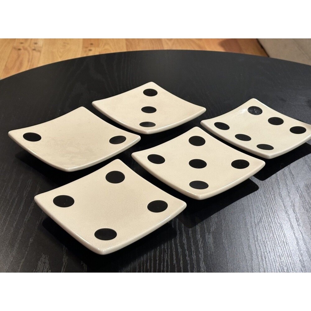Restoration Hardware Lucky Dice Appetizer Plates 2001 Set Of 5 Swank Serve 5.25”